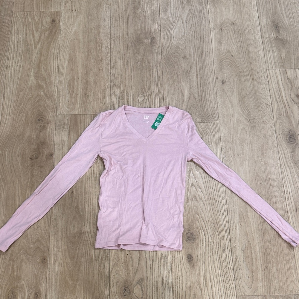 GAP Light Pink V-Neck Long Sleeve Top